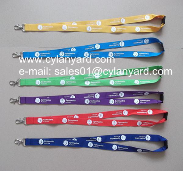 Colored polyester neck ribbon with colored plastic buckle, coloured neck lanyards,