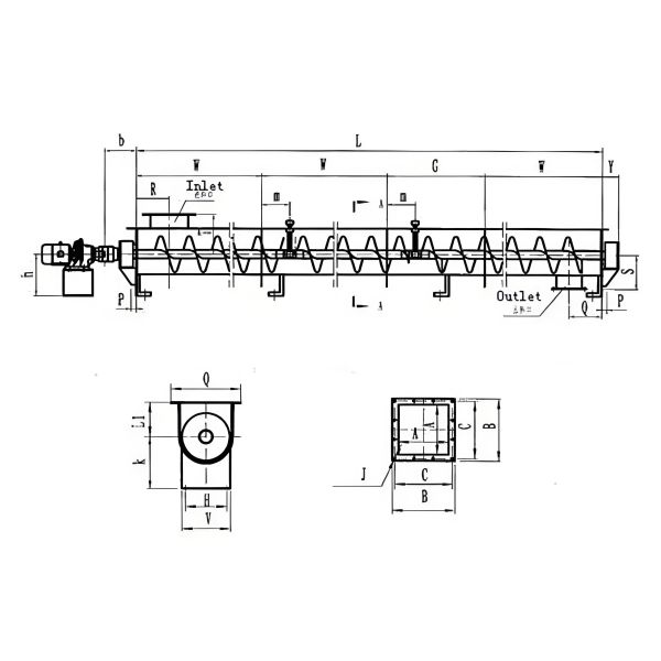 Flexible Industrial Carbon Steel Airtight Screw Powder Conveyor with Multiple Loading Points