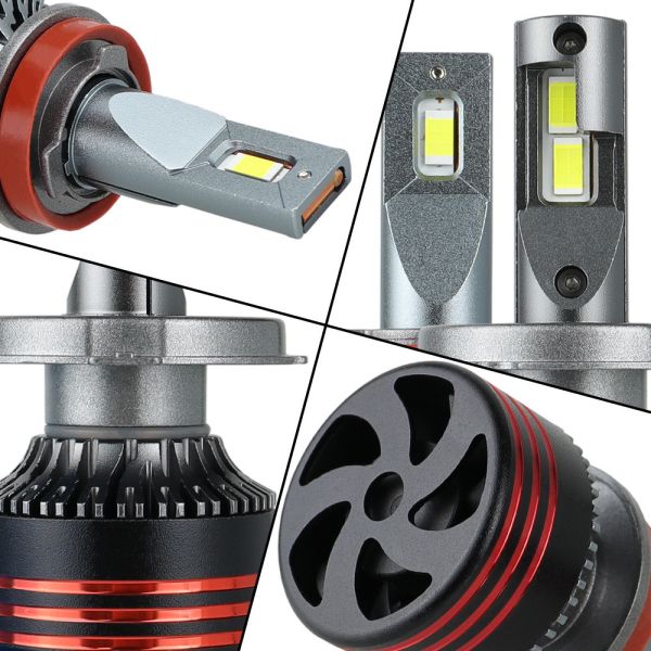 M8 Pro H4 LED Headlight High Power Dual Beam Copper Cooling Spotlight IP68 Universal Fit