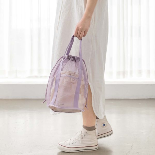 Logo Customized Travel Organizer Bag with Mesh Cut-out and Drawstring Pocket Foldable