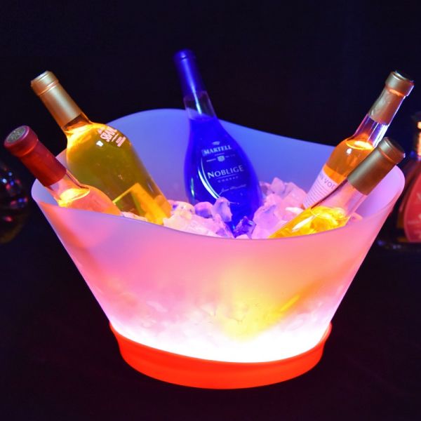 Custom Logo Ice Bucket 12L Lighting Party Clear Beer Champagne LED Wine Bottle Cooler