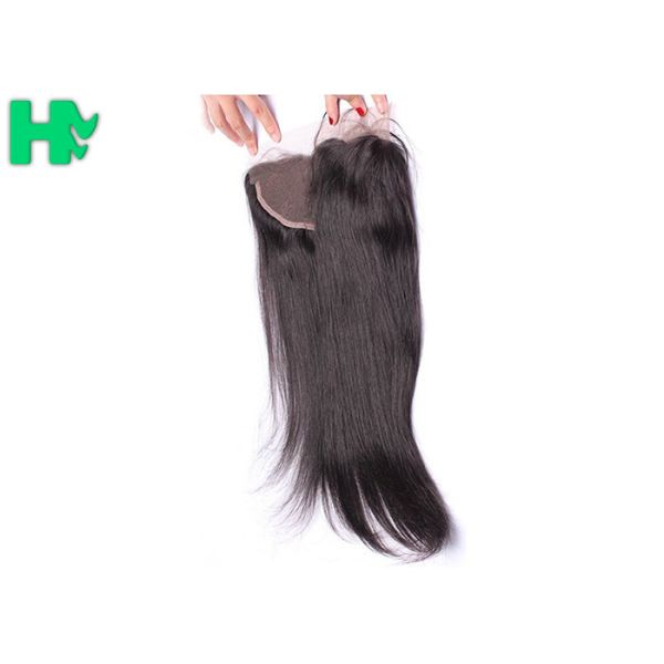 Smooth Human Hair Closure 13*4 Lace Frontal Closure Straight Natural Black 8A