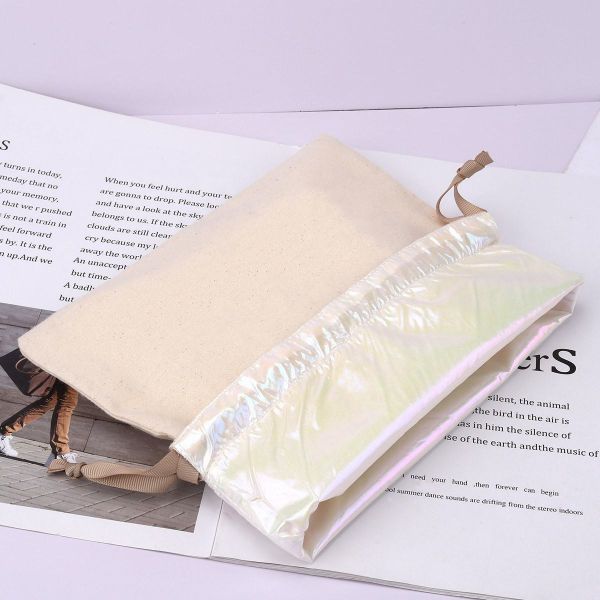 Eco-friendly Cotton Fabric Drawstring Swimsuit Cloth Storage Bag with Waterproof Lining