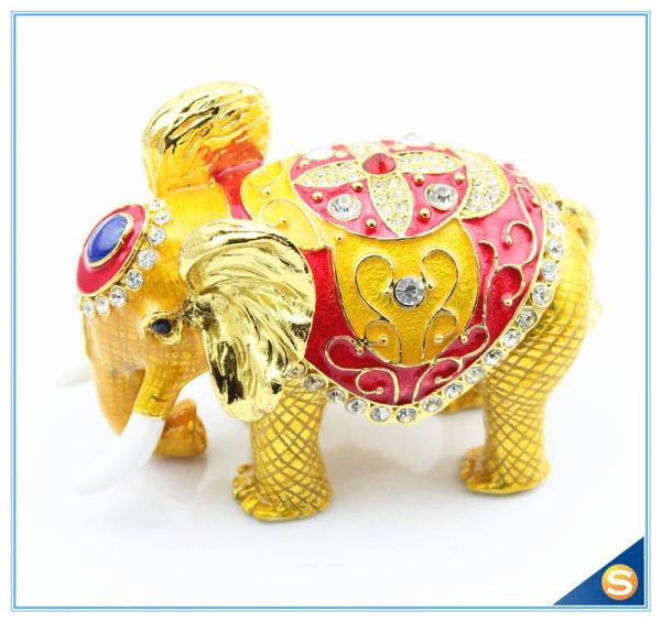 Thai Style Elephant Enamel Ornaments Jewelry Box Home Furnishing Lucky Elephant Trinket Box