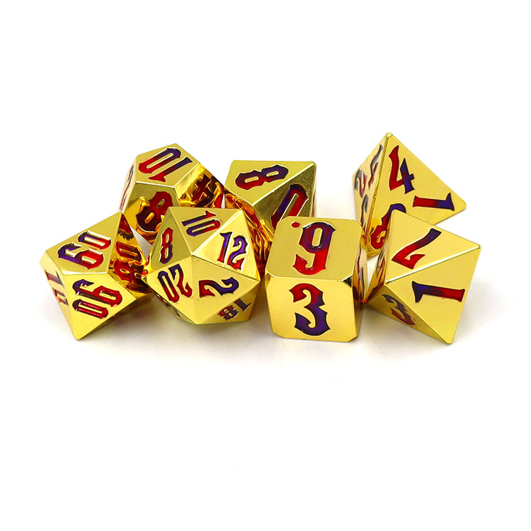16MM Customized Color Zinc Alloy Metal Dice Set for DND RPG Board Games