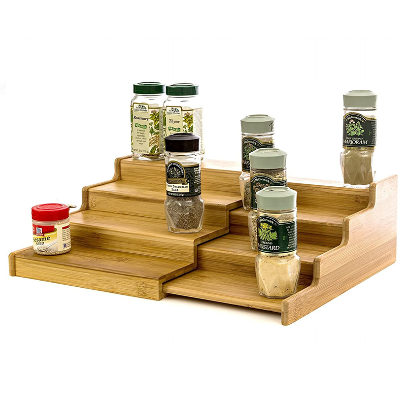 Хранилищные стойки Простые бамбуковые лестницы для хранения специй на столешнице