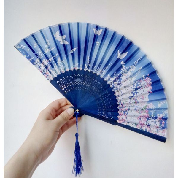 [I AM YOUR FANS] Sufficient Stock! Nice Silk Fabric Bamboo Ribs Fans butterfly Sakura Japanese Wedding Gift Floding Hand Fan