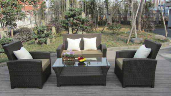 KD 4pcs cheap garden sofas outdoor rattan sofa as customized color