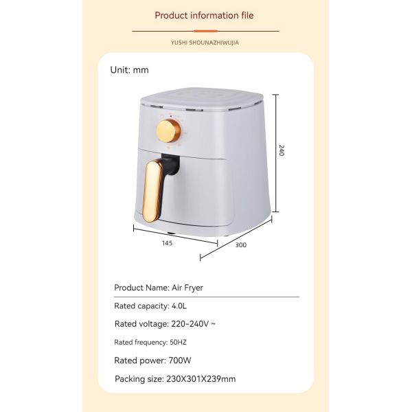 Commercial Electric Air Fryer for Kitchen Camping Picnic Party Cooking 4L Capacity