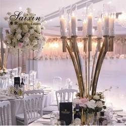 ZT-396S Venda quente candelabro de metal de prata central para decoração de casamento