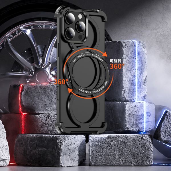 Customized Mobile Phone Case With Magnetic Aluminum Alloy Bracket, Bare Shell, Tpu Anti-Fall Wireless Charging, Suitable For Apple 17pm Mobile Phone Case