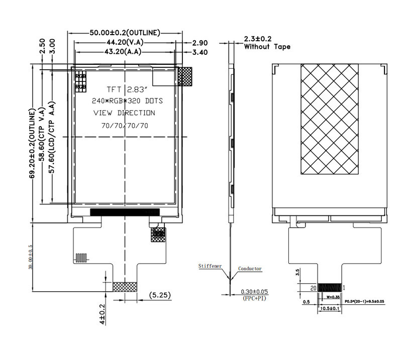 Модуль цветного ЖК-дисплея 240X320 20 пин интерфейс MIPI 2,8