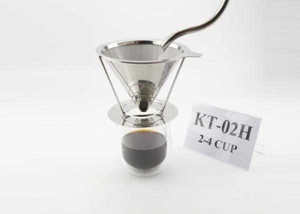 Gold Cup Maker Stainless Steel Coffee Filter Cone 4 Cup For Carafes With Stand Holder
