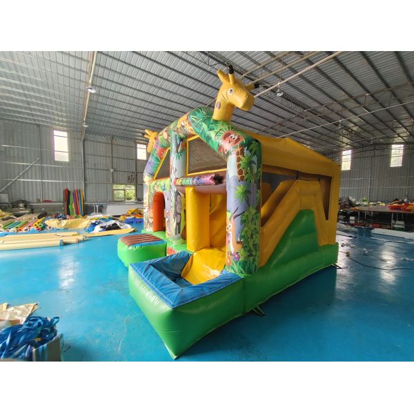 Маленький крытый скачок дом полная печать Жирафы Мультфильм Парк животных Замок с Сильде Комбо