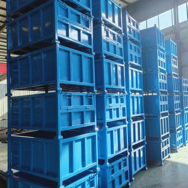 Industrial Warehouse Storage Grid Metal Pallet Box Stackable High Durability