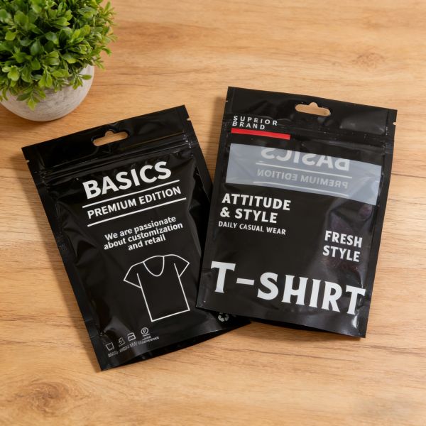 Children's Clothing Environmentally Friendly Degradable Customized Logo Apparel Packaging Plastic Bag for T-shirt Underwear Socks