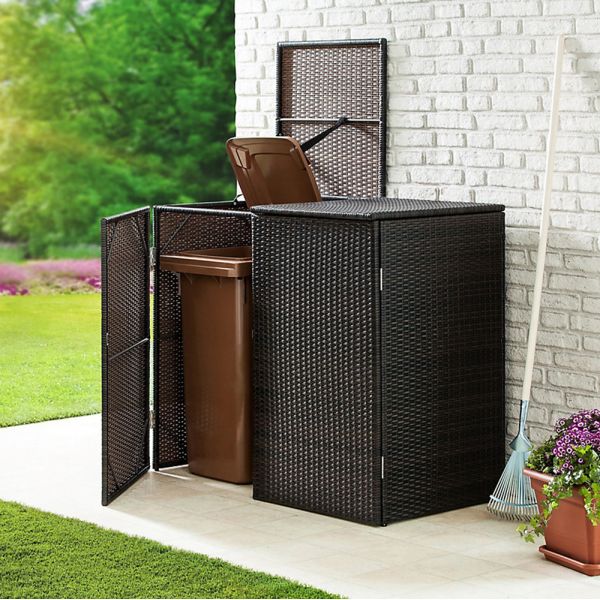City Squares Environmentally Friendly Beautiful and Timeless Design Materials Steel Frame Rattan Rubbish Trash Can Cover
