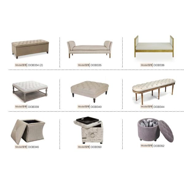 Round Living Room Storage Bench , Upholstered Storage Ottoman Bench