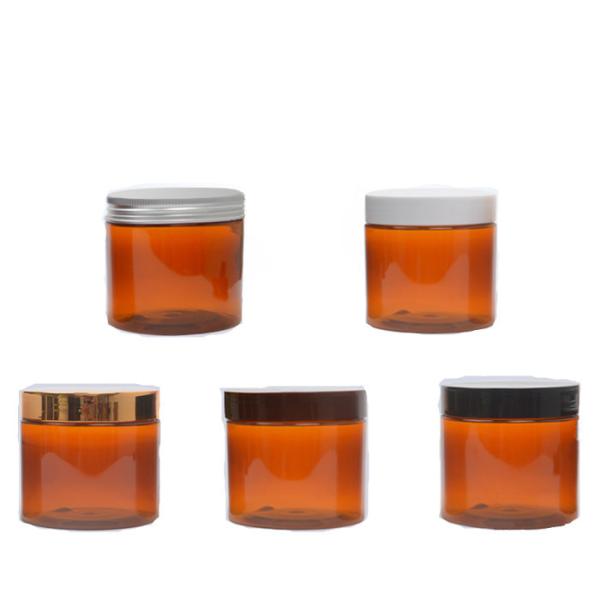 Wide Mouth PET Round Plastic Canisters 100ml Black Cosmetic Jars With Gold Lid