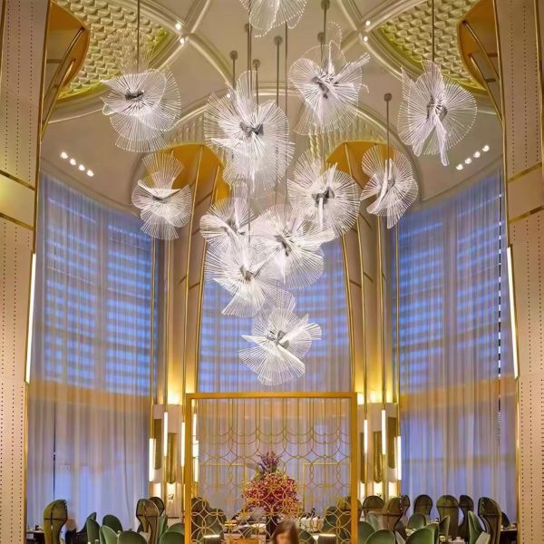 Duplex Villa Salle de banquet Hôtel Lobby Pissenlit Lampes de modélisation Département des ventes Art creux Lampes non standard