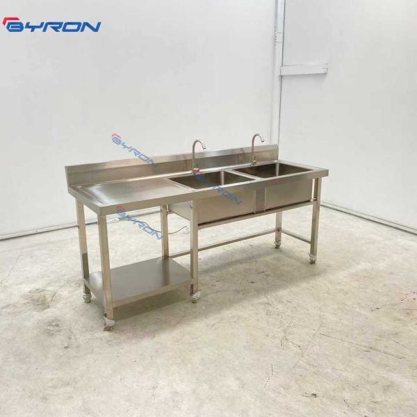 Customization Stainless Steel Sink Bench Commercial Sink Bench With Splashback