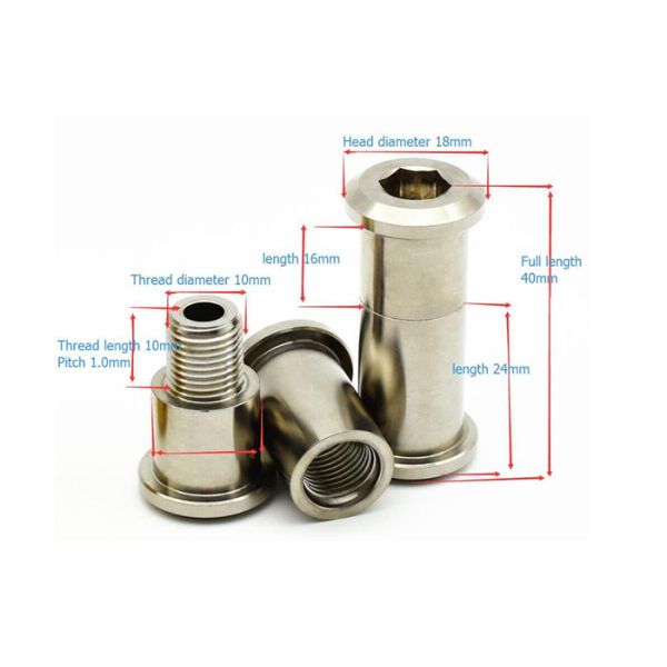 Ti Bike Bolts Titanium Lock Screw For Birdy Nut Hex Pair Male / Female Thread