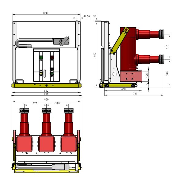 24kV 1250A Vacuum Circuit Breaker Indoor ZN63A VS1 For Switchgear Power Systems