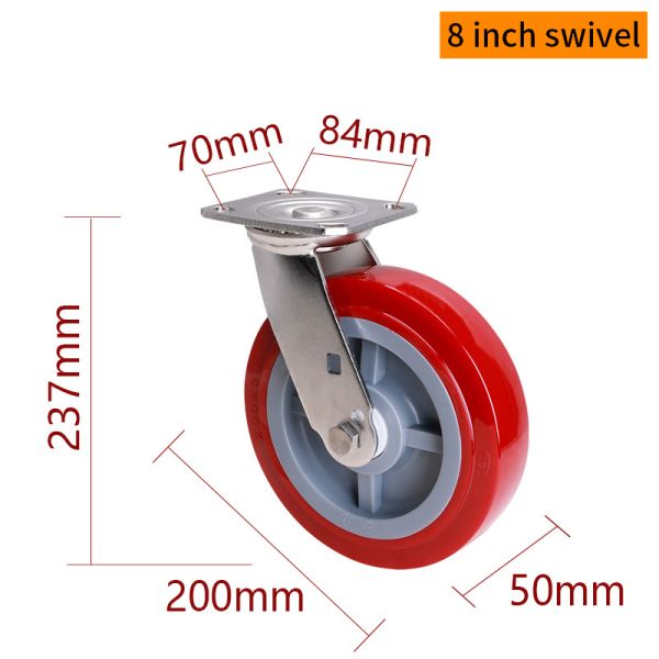 EDL 8 Inch Stainless Steel Heavy Duty Caster With Durable TPU Wheel Loading 420Kg S718P-85