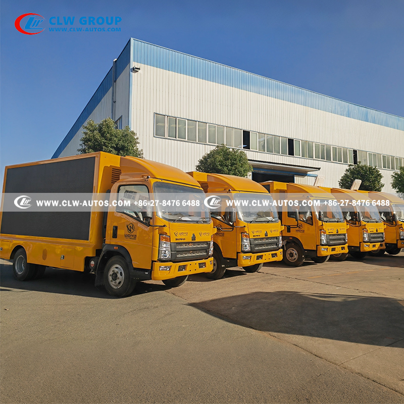 Sinotruk HOWO 4x2 LED Billboard Truck with Triple-Side P4/P5 LED Screens, Hydraulic Liftable Screens, and Foldable Stage