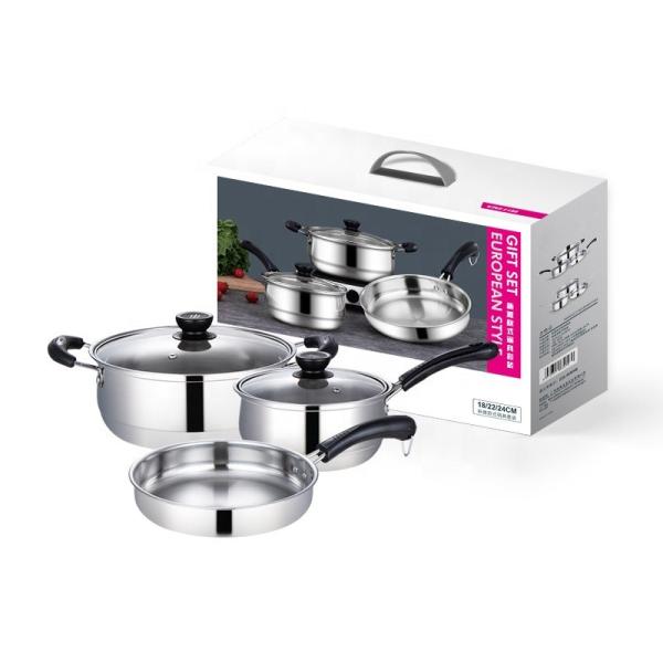 Cheap Price Cookware Set Induction Silver Pot Set Stainless Steel Cookware Set 5pcs Cooking Pot And Pans