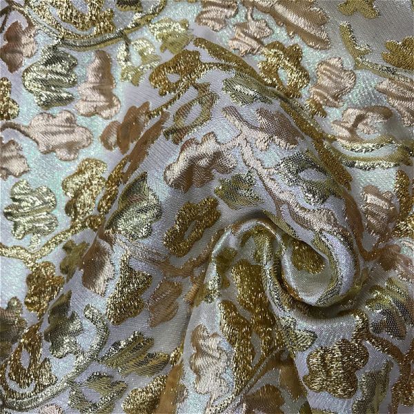 100% Polyester Metallic Jacquard Brocade Fabric in Plaid Style from Ready to Ship