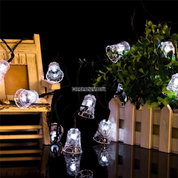 Holiday 6M Bell Solar LED Christmas Lights 30 LED Waterproof For Outdoor Garden