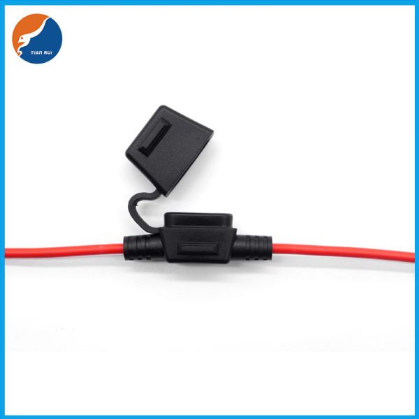 FHAC0002ZXJA 30A 12AWG UL1015 Black Red Wire Universal Inline ATO ATC Auto Blade Fuse Holder