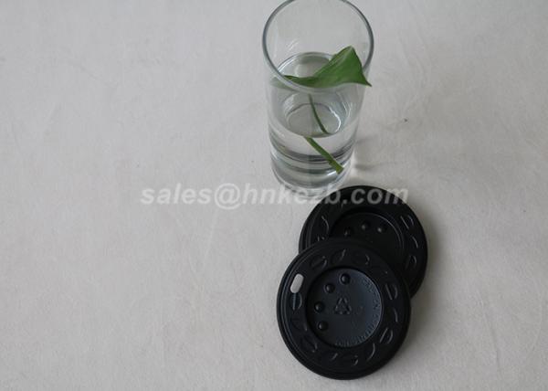 LOGO Printing 8oz Black Plastic Lids For Paper Cups / Hot Coffee Cups