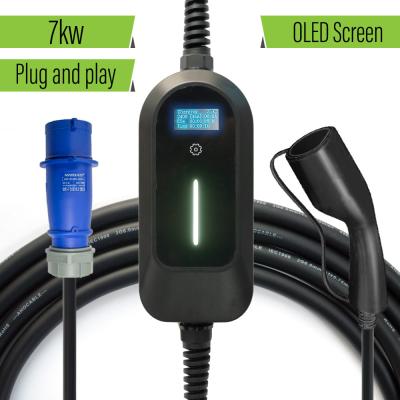 IEC 62196 Portable Ev Charger 220V 7KW MAX 32A SAE J1772 GBT 20234