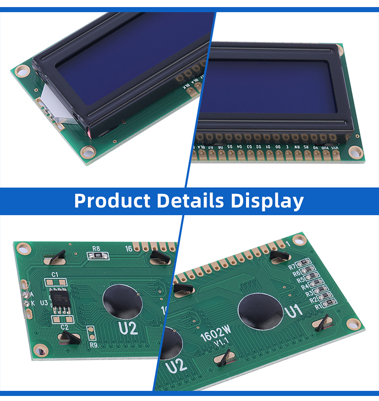 Russian Blue Film White Letters 1602W 3.3V LCD Module 02*16 Multiple Word Libraries LCM ST7066U