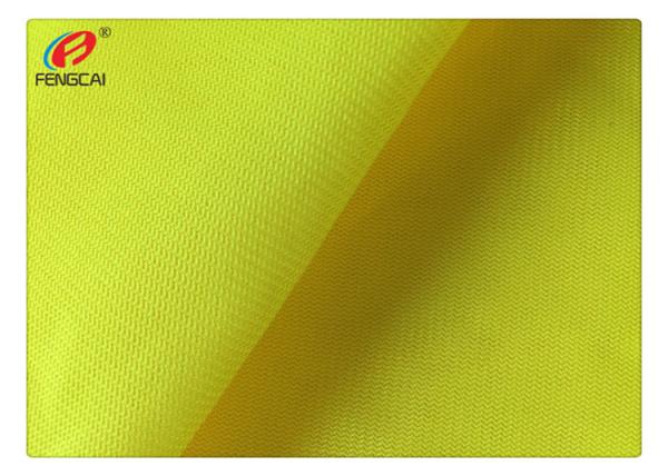Poliéster 100% material fluorescente amarelo feito malha da tela para a veste da segurança