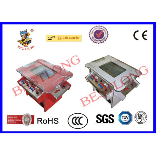 Coin Operated 4 Player Cocktail Arcade Machine With Stainless Steel Control Panel