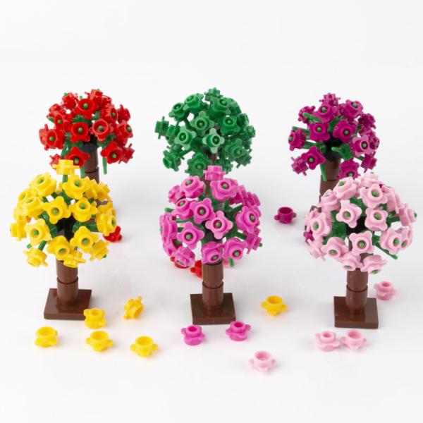 MOC city accessories building blocks garden tree green bush flowers grass plants building block
