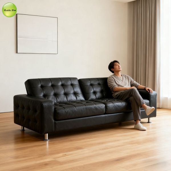Modern PU Leather 3-Seater Sofa For Living Room Saving-Space Furniture Convertible Sleeping Foldable Sofa Bed