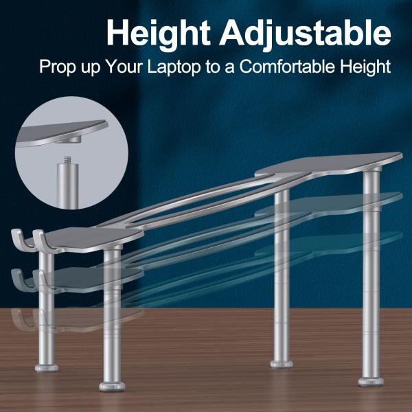 3.0mm Thick Height Adjustable Laptop Table , 614g Laptop Riser Stand