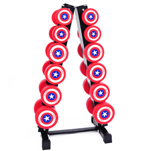 Captain America Dumbbells Round Headed PU Coated Dumbbells Sports And Fitness Equipment
