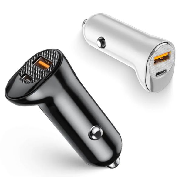 Metal Silver Pull Ring PD30W Super Fast Car Charger Invisible QC 3.0 Car Charger