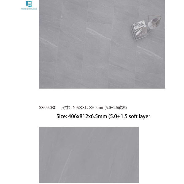 Grey Marble SPC Vinyl Flooring 3.5mm Waterproof Interior Tile