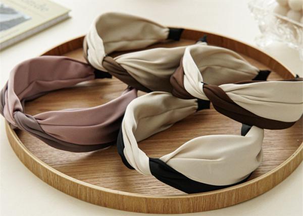 GLH003 Cross color girls womens fabric hair elastic stretch headbands accessories satin headband with bow