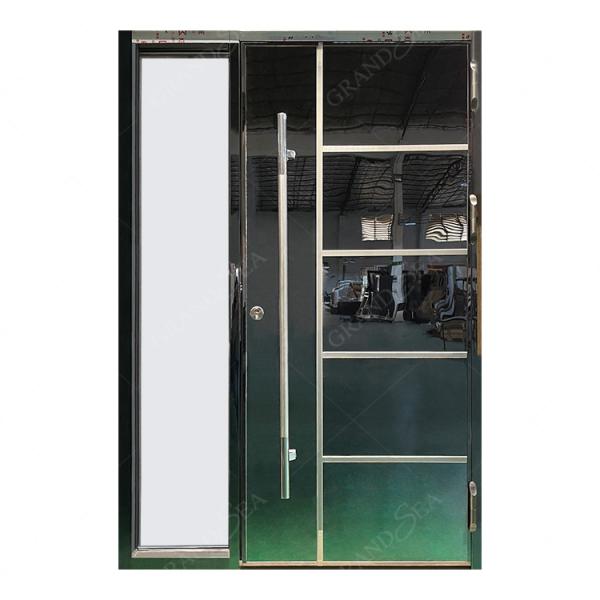 Australia Style Finished Bright Black High Glossy Color Front Flush Luxury Aluminum Security Stainless Steel Pivot Entry Door