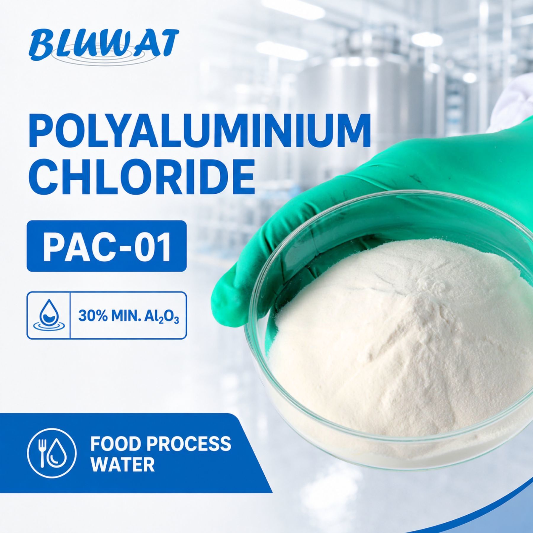 30% Min. Al2O3 White Powder PAC-01 Polyaluminium Chloride for Food Process Water Treatment