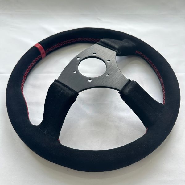DELUXON 350mm Deep Dish 65mm Racing Steering Wheel 6 Bolt Universal Suede Performance Wheel