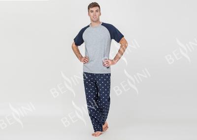 Two Piece Mens Luxury Sleepwear 100% Combed Cotton Jersey Pyjamas Classic Style