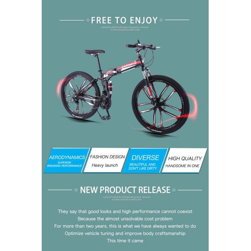 Steel Frame 26inch Folding Bike 21/24/27/30 Speed Disc Brake Foldable Cycle For Adult 29